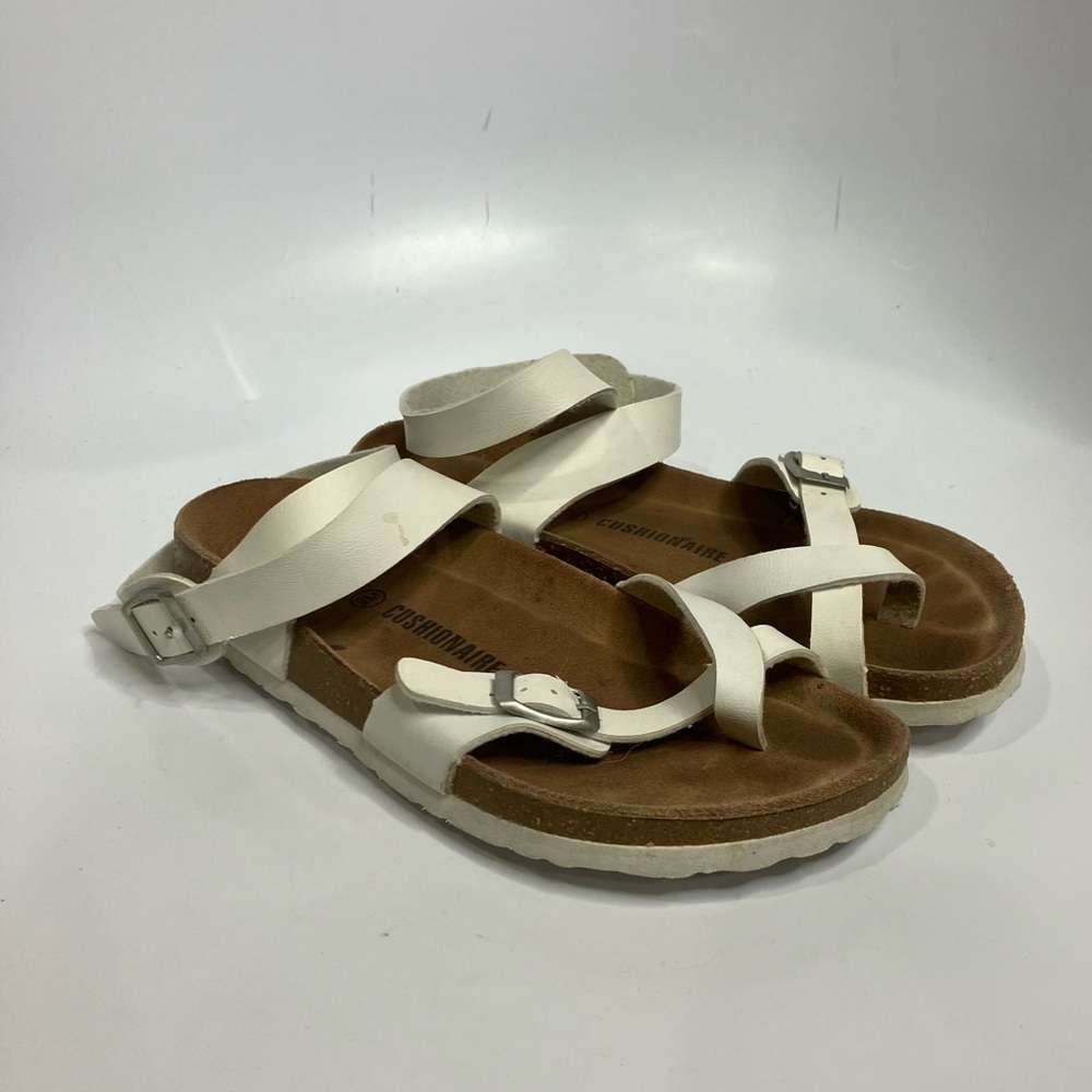 Cushionaire white ankle wrap sandals size 9